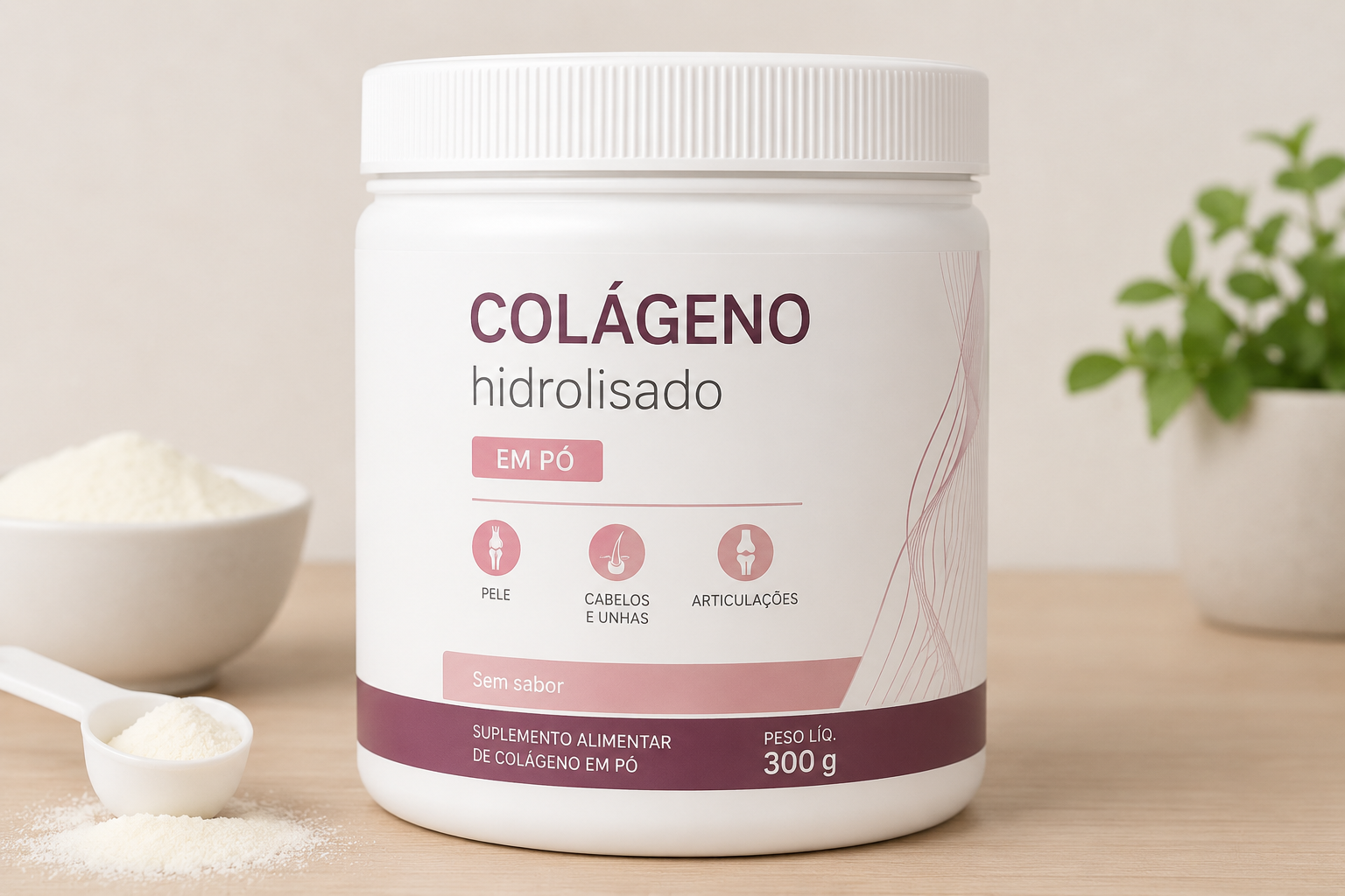 Pote de colágeno hidrolisado em pó